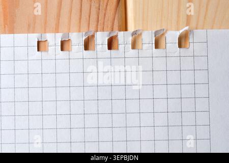Blank grid paper awaits creative thoughts and notes in a warm atmosphere Stock Photo