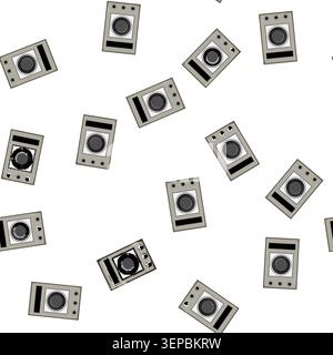 pattern small retro control panel cartoon. mini round, square oval, black colorful small retro control panel sign vector Stock Vector