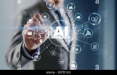 AI system for optimized radio frequency communication management with security and data analysis features Stock Photo