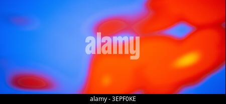 Abstract gradient light blurring with blue and orange energy flowing background with a transparent layer Stock Photo