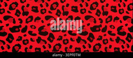 Red leopard print creating a vibrant animal pattern on fabric Stock Photo