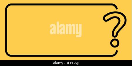 Rounded rectangle frame with question mark outline on yellow Stock Vector