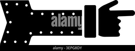 Right pointing marquee arm sign silhouette black on white Stock Vector
