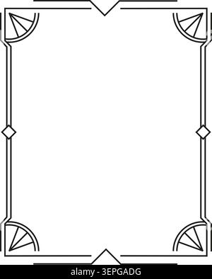 Decorative corner border frame line art style black on white Stock Vector