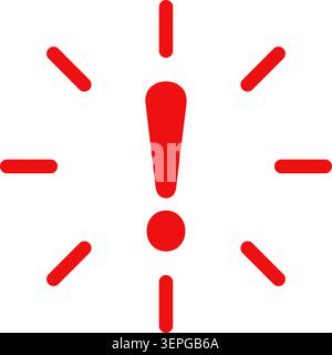 Exclamation alert symbol red flat design on white background Stock Vector