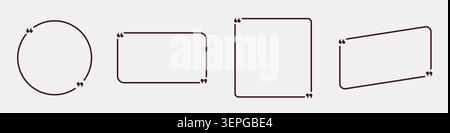 Quotation frame set line art speech bubble borders brown Stock Vector