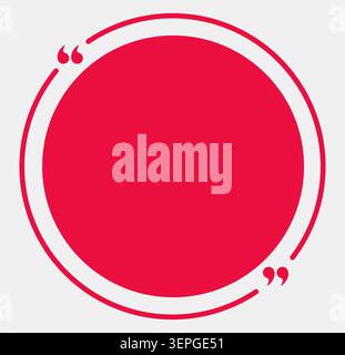 Red circular quotation frame with double quote mark accents Stock Vector