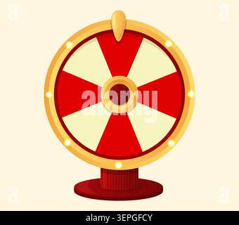 Prize wheel on stand flat cartoon style red and yellow Stock Vector