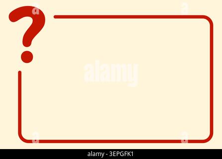 Rounded beige question card with red border and question mark Stock Vector