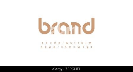 Minimal elegant font lowercase alphabet. Rounded angles letter set bauhaus fashion style type. Golden minimalist clean simple digital typography. Stock Vector