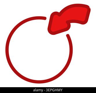 Red circular arrow outline icon on white background minimalist Stock Vector