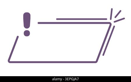 Minimal purple outline banner with exclamation mark accent Stock Vector
