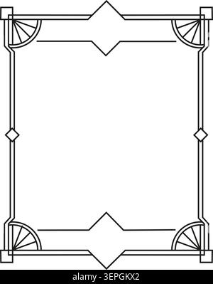 Rectangular ornamental line art frame black outline on white Stock Vector