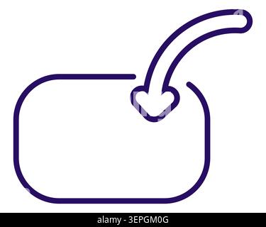 Rounded rectangle input box outline with curved purple arrow Stock Vector