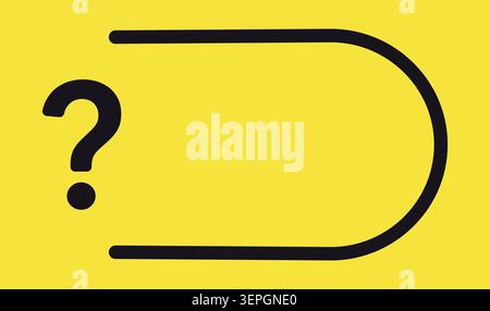 Black question mark and rounded rectangle outline flat yellow Stock Vector