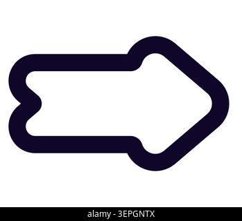 Right arrow icon outline thick rounded black and white Stock Vector