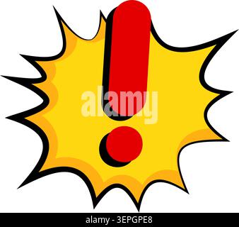 Exclamation mark symbol pop art burst red on yellow Stock Vector