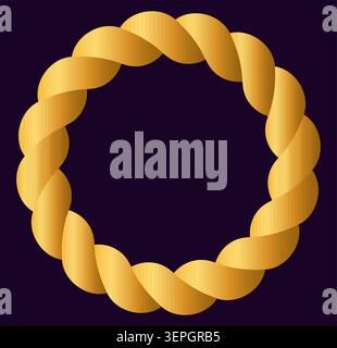 Gold braided wreath emblem on dark purple background Stock Vector