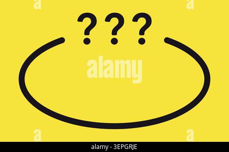 Empty speech oval with question marks minimal yellow black Stock Vector