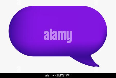 Purple rounded speech bubble glossy chat shape minimal flat design Stock Vector