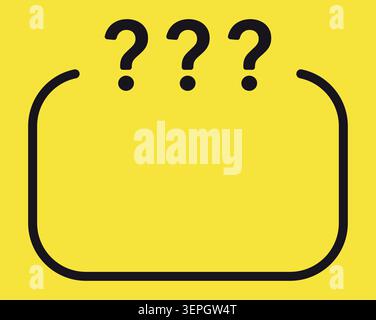 Yellow rounded rectangle frame with three question marks Stock Vector