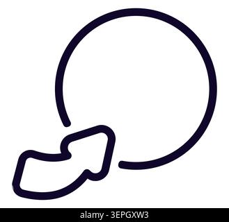 Circular arrow around circle outline icon, dark navy line art Stock Vector
