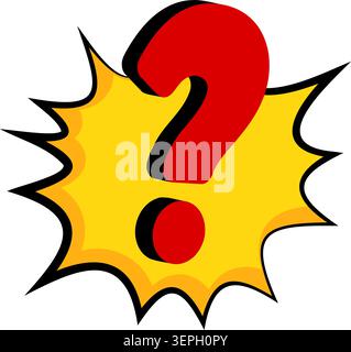 Red question mark comic burst yellow pop art style sign Stock Vector