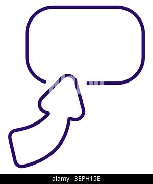 Speech bubble with curved arrow outline, purple on white Stock Vector