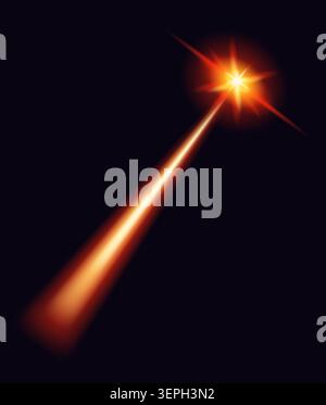 Orange glowing comet streak on black background, light effect Stock Vector