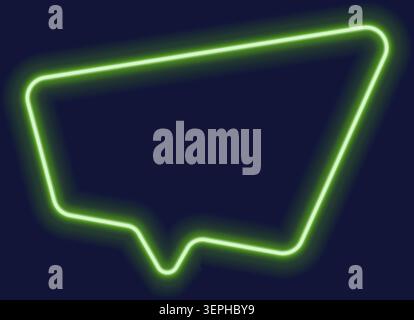 Neon speech bubble outline, glowing green, dark background Stock Vector