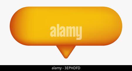 Rounded speech bubble with gradient orange, 3d style on white Stock Vector