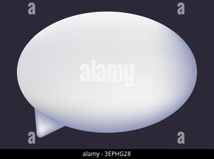 White 3d speech bubble icon glossy on dark background Stock Vector