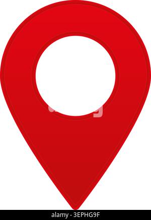 Red map pin marker icon flat design solid red color Stock Vector