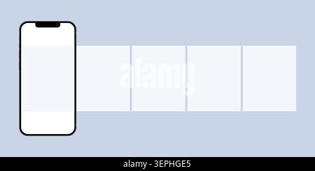 Smartphone carousel post mockup layout for a social network app and online advertising. Vector illustration Stock Vector