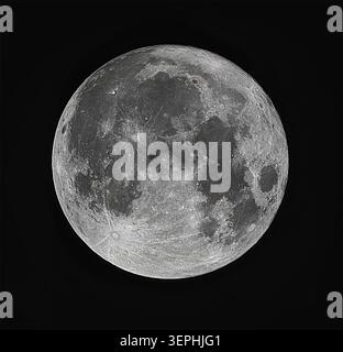 Full Moon Against a Black Sky Stock Photo