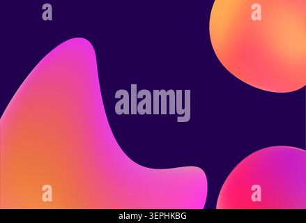 Abstract fluid gradient shapes minimal dark purple background Stock Vector