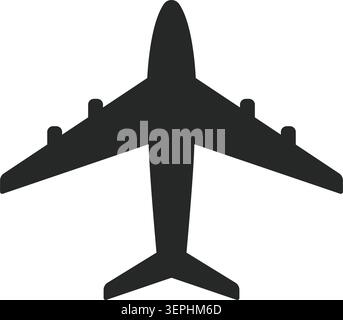 Airplane isolated silhouette icon, vector design on a white background Stock Vector
