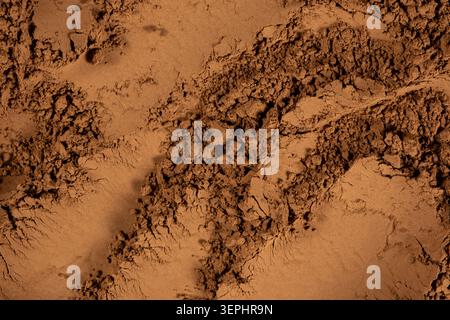 Top view of aromatic chocolate powder with artistic swirls and patterns. Stock Photo