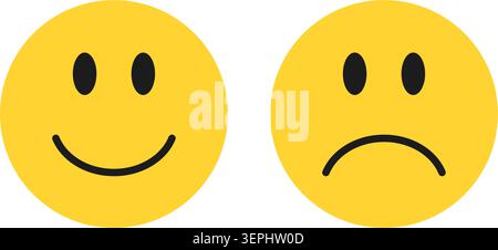 Happy and sad emoticon faces icons, vector illustration Stock Vector