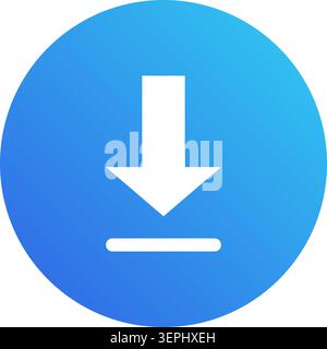 Download Button Icon in Blue Circle, Isolated Vector Illustration Stock Vector