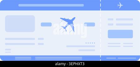 Airplane ticket colorful icon on a white background. Flight boarding pass in blue design vector illustration Stock Vector