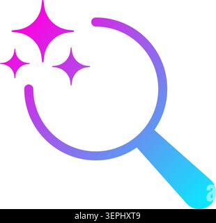 Magnifying Glass AI Search Assistant Icon with Sparkles, Isolated Vector Illustration Stock Vector
