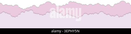 Pink Paper Cloud Decorative Background with Soft Pastel Layered Clouds, Vector Illustration Stock Vector