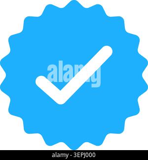 Blue Verified Profile Badge Icon with White Check Mark. Social Media Official Trusted Account Symbol, Vector Illustration Stock Vector