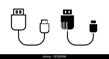USB cable icon concept logo design collection. Stock Vector