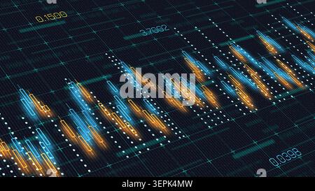Traders analyze market trends using charts and graphs on digital display Stock Photo