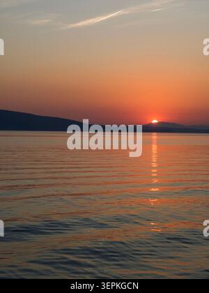 Vibrant Adriatic Sea Sunset with Golden Reflection and Island ...