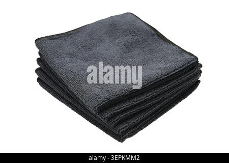 Microfiber cloth for cleaning and dusting isolated on white background. Top view Stock Photo