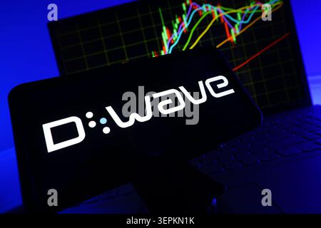 D-Wave Systems Logo on Smartphone Screen With Stock Market Performance Chart on Computer Stock Photo