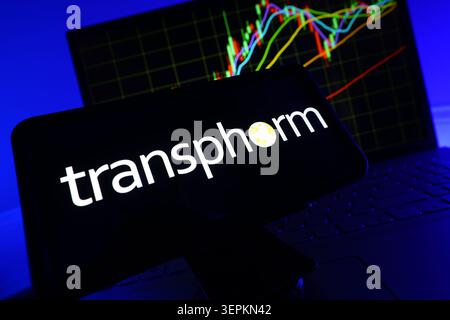 Transphorm Inc Gallium Nitride Power Semiconductor And High Voltage GaN Technology Company Logo Displayed On Mobile Phone Screen With Stock Financial Stock Photo